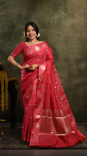 Pink Mango Silk Banarasi Saree