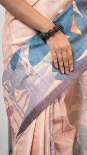 Light Orange Abstract Art Silk Saree