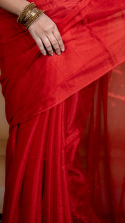 Crimson Red Soft Tissue Saree