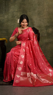 Pink Mango Silk Banarasi Saree