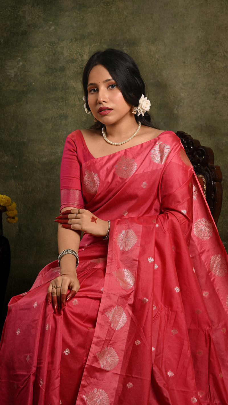 Pink Mango Silk Banarasi Saree