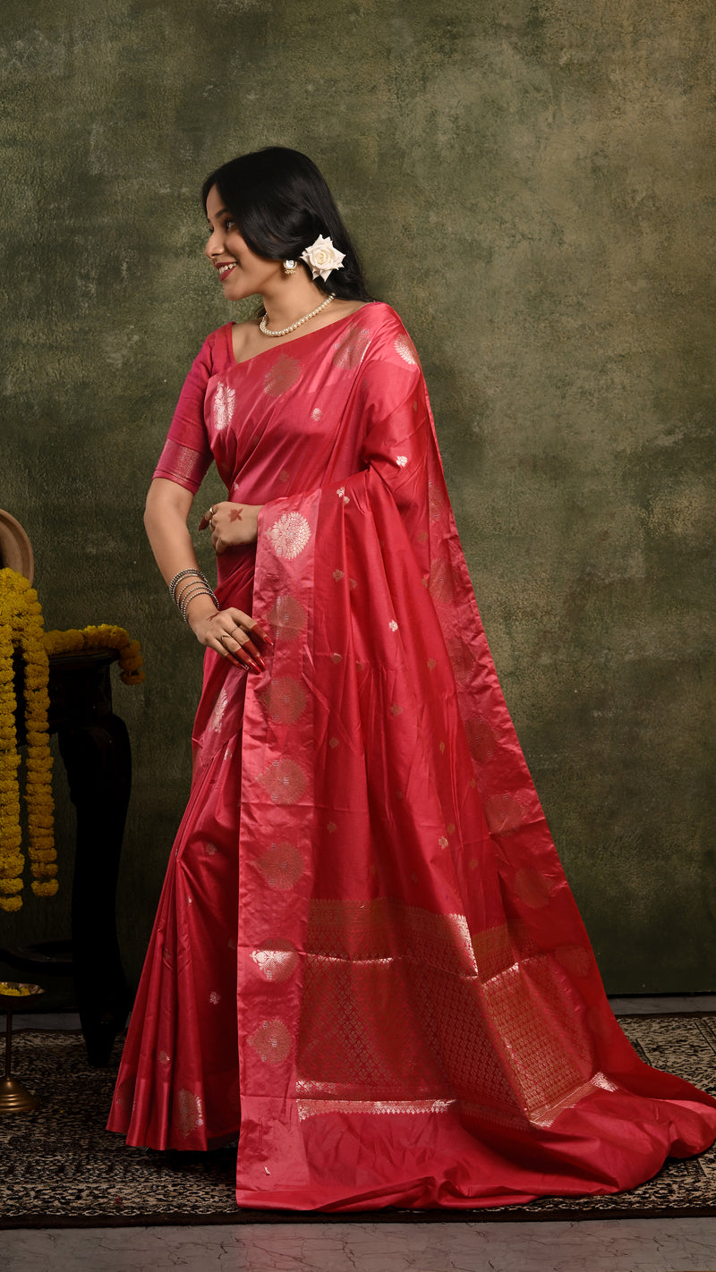 Pink Mango Silk Banarasi Saree