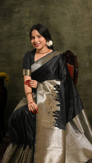 Black Ghat Mashru Banarasi Saree