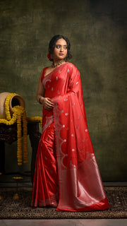 Red Mashru Banarasi Saree