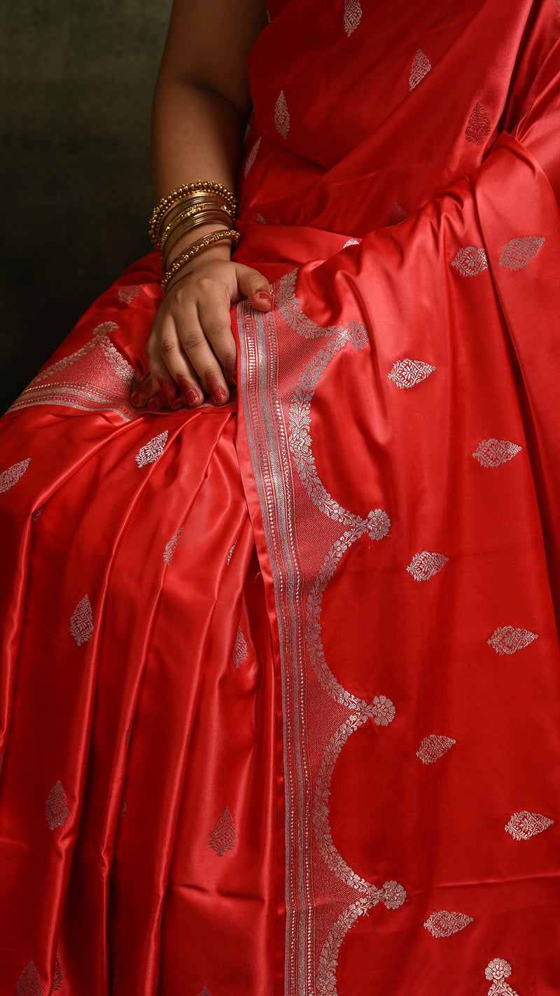 Red Mashru Banarasi Saree