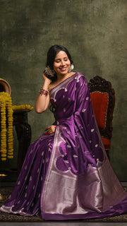 Violet Mashru Banarasi Saree