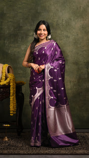 Violet Mashru Banarasi Saree