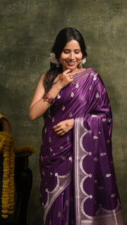 Violet Mashru Banarasi Saree