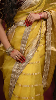Yellow Organza Banarasi Saree