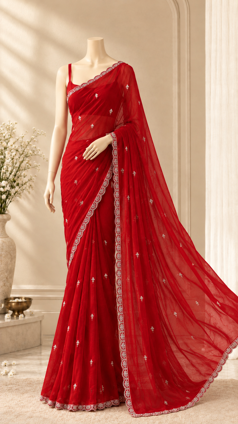 Ruby Georgette Saree