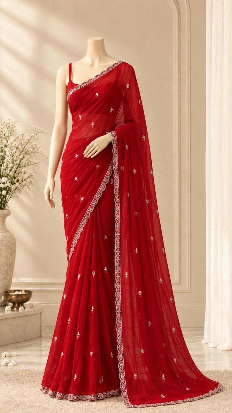 Ruby Georgette Saree