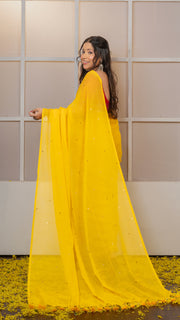 Yellow Gini Mul Cotton Saree