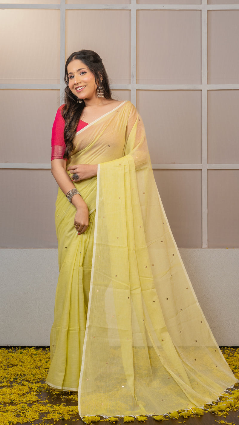 Mint Green Gini Mul Cotton Saree