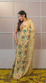 Pista Green Kota Silk Saree with Embroidery Border