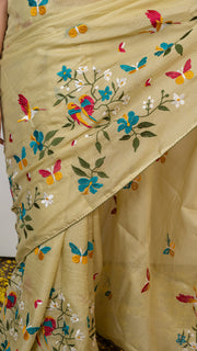 Pista Green Kota Silk Saree with Embroidery Border